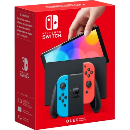 nintendo switch oled gamingkonsoll med neon joy con
