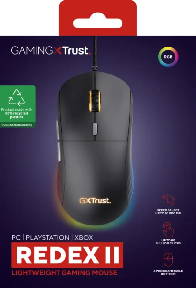 Trust GXT 925 Redex II Lightweight Gaming Mus Svart